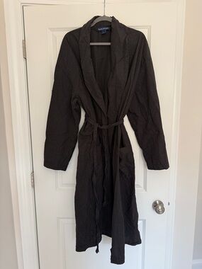 Polo by Ralph Lauren Black Gingham Shawl-Collar Trench Robe